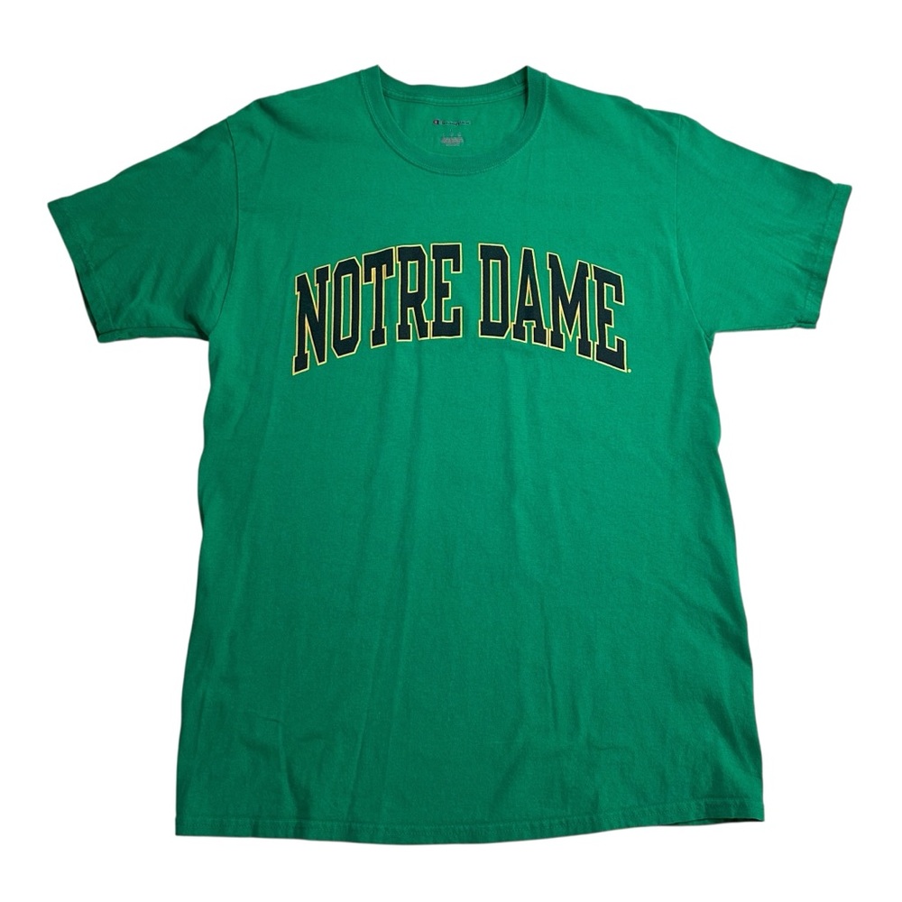 Notre Dame Green T-Shirt College University Tee Sports Athletic Champion Mens